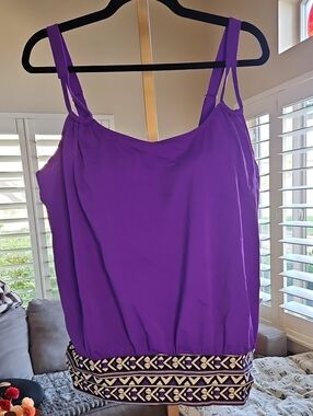 Swimsuits For All Purple Geometric-Hem Camisole